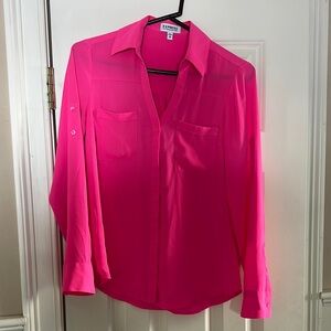 Express Pink Long Sleeve Button Down Shirt